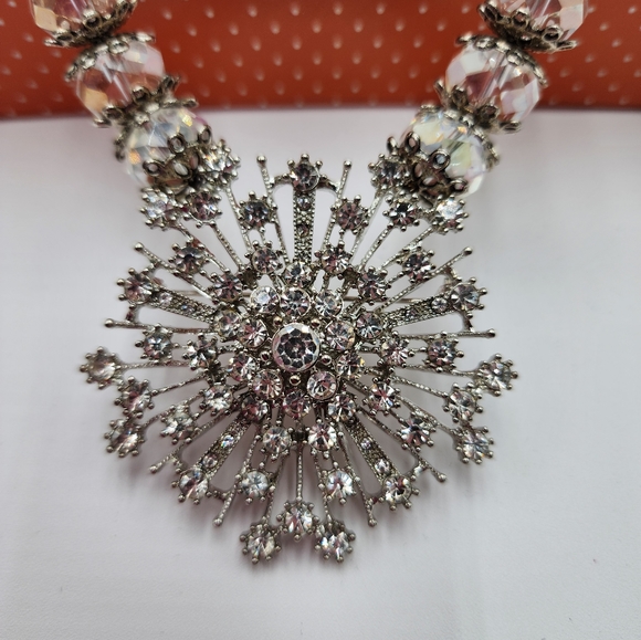 Custom Design Elegant Sparkle Statement Necklace + Earrings, NWOT - Picture 4 of 17